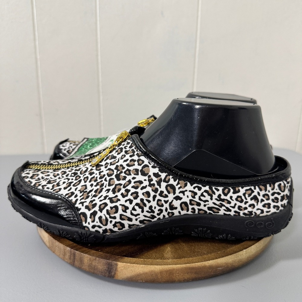 Poe by Baretraps Women's Kayla Slip On Mules Leopard Print Zipper Comfort Size 8 - Picture 3 of 14